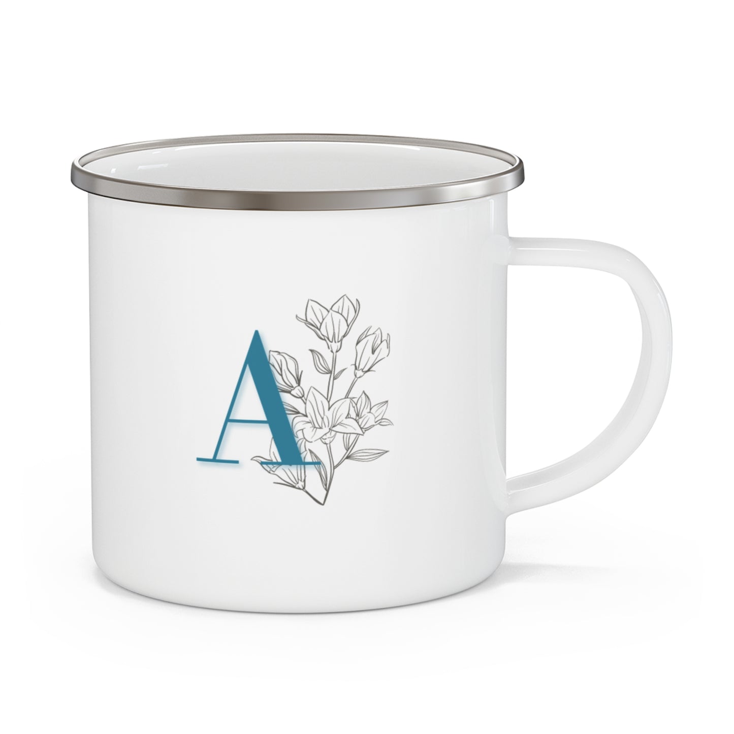 Floral Monogram Enamel Mug