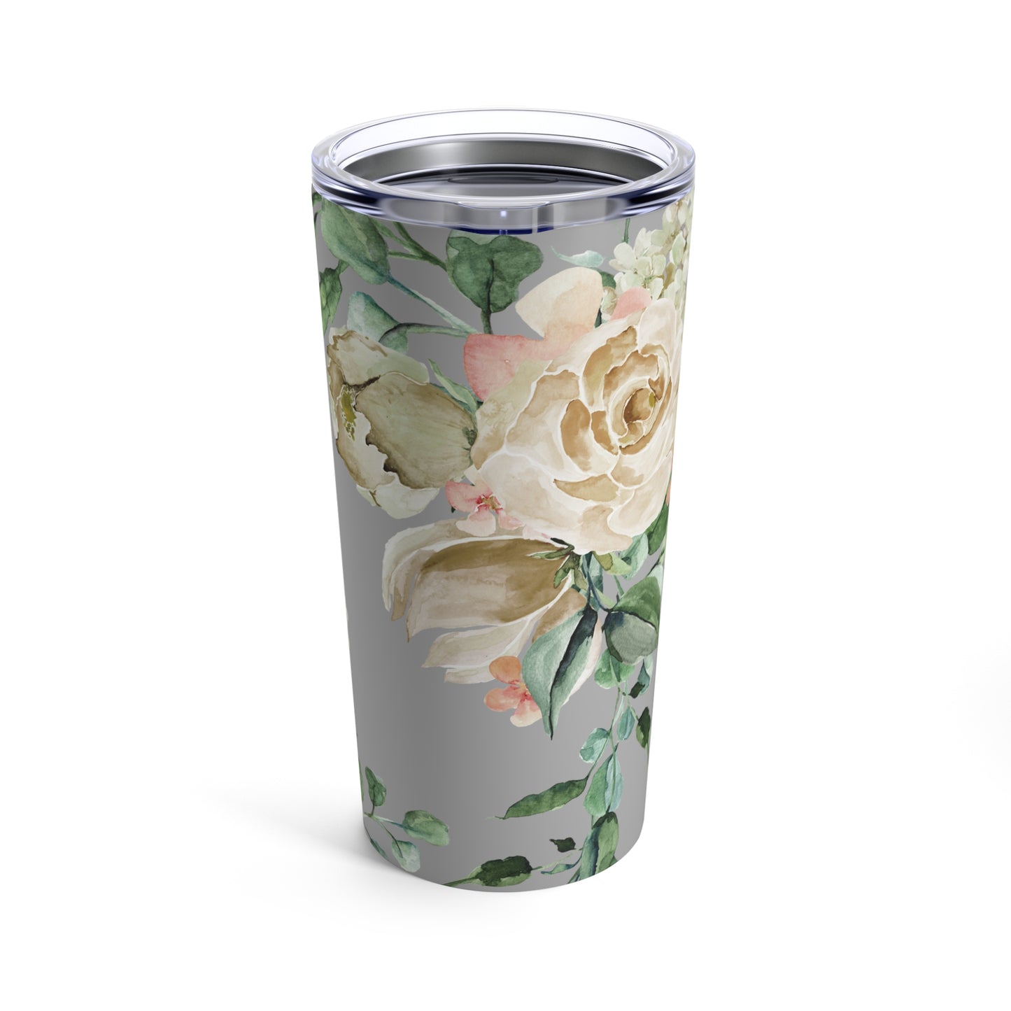 A Splash of Rosé: Whimsical Watercolor Roses Grey Tumbler