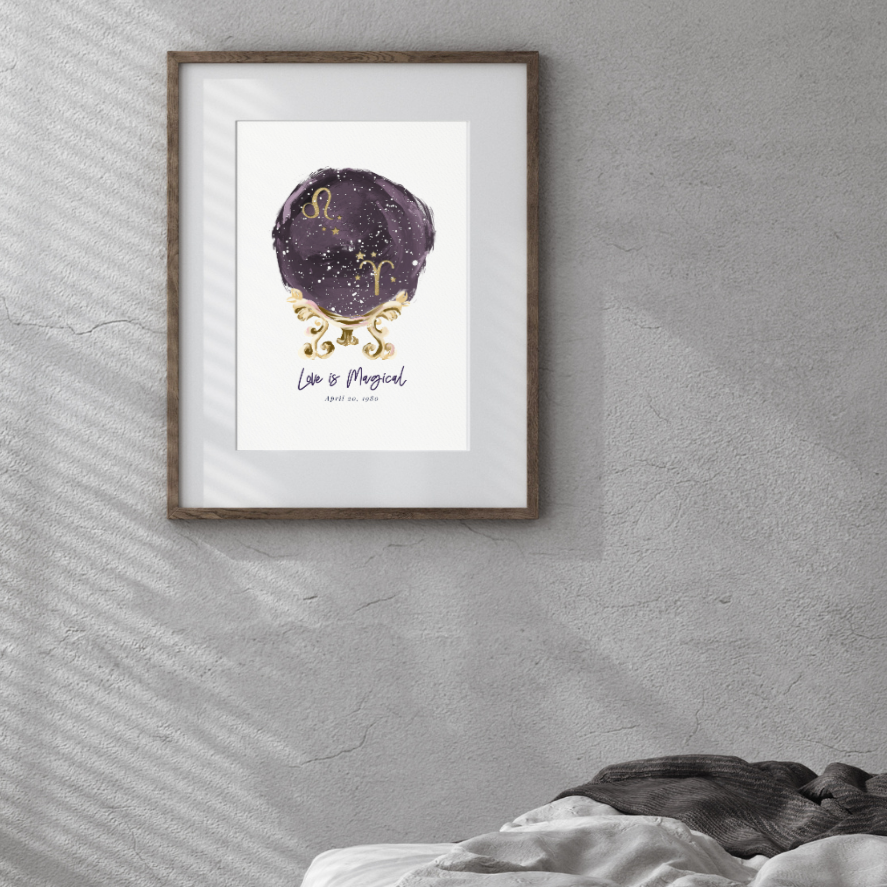 Zodiac Crystal Ball Personalized Star Map Fine Art Print