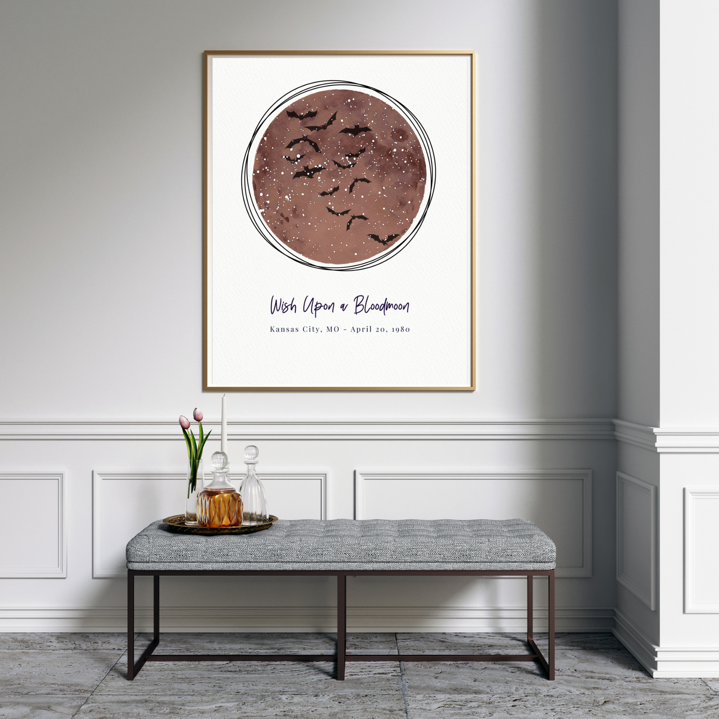 Blood Moon Personalized Star Map Fine Art Print