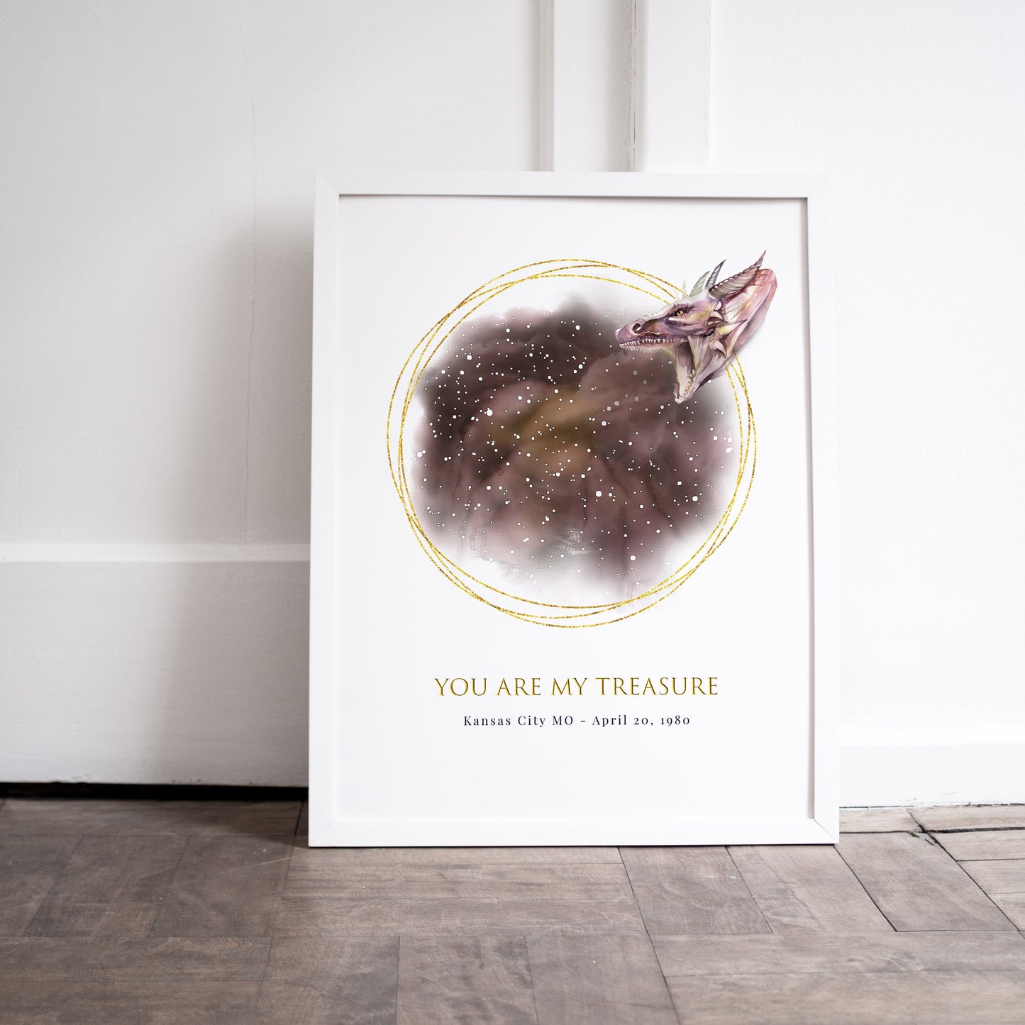 My Treasure Dragon Personalized Star Map Fine Art Print