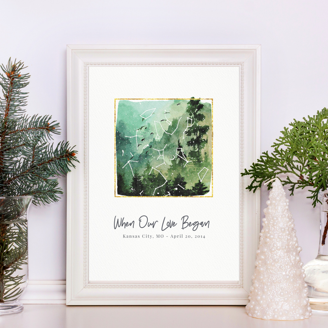Evergreen Constellation Personalized Star Map Fine Art Print