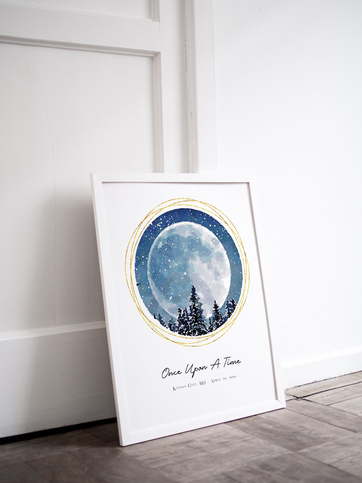Full Moon Night Sky Personalized Star Map Fine Art Print