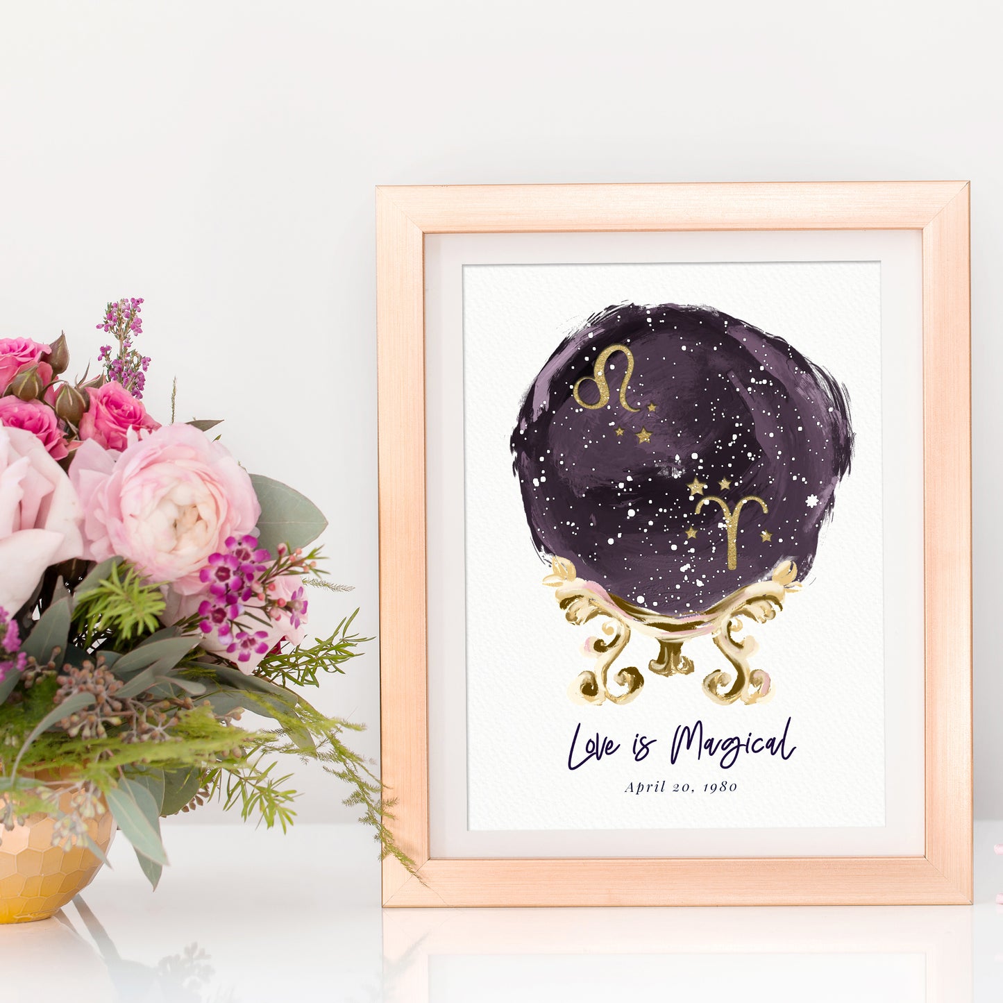 Zodiac Crystal Ball Personalized Star Map Fine Art Print