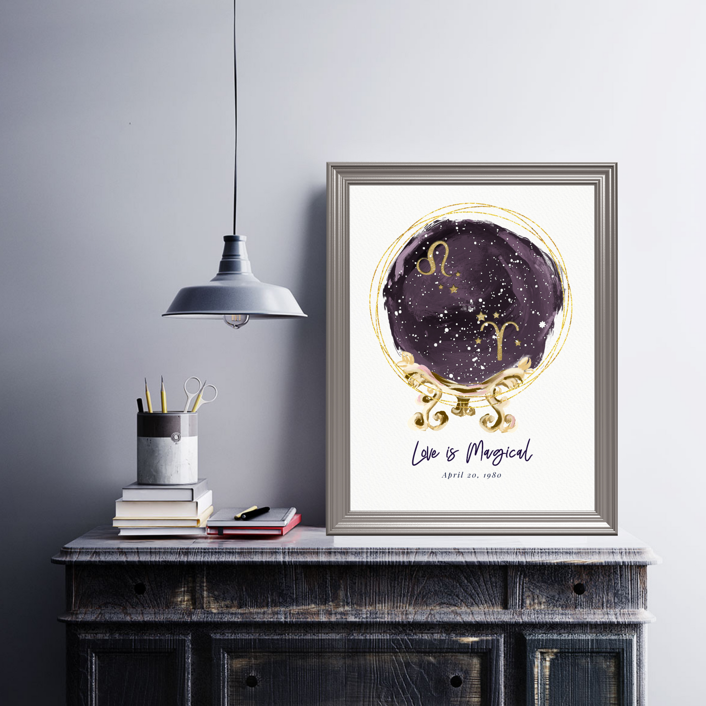 Zodiac Crystal Ball Personalized Star Map Fine Art Print