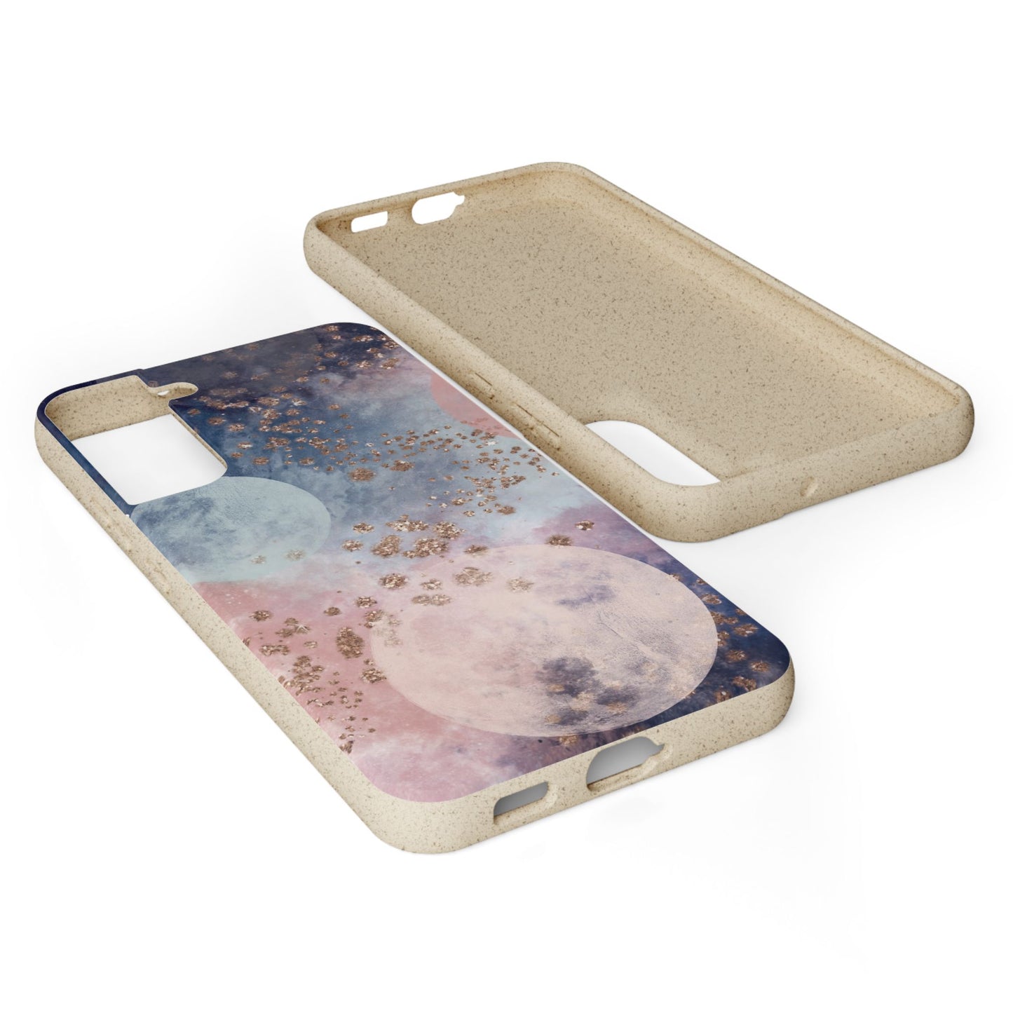 Celestial Design with Moons and Glitter - Eco-Friendly Biodegradable Phone Case