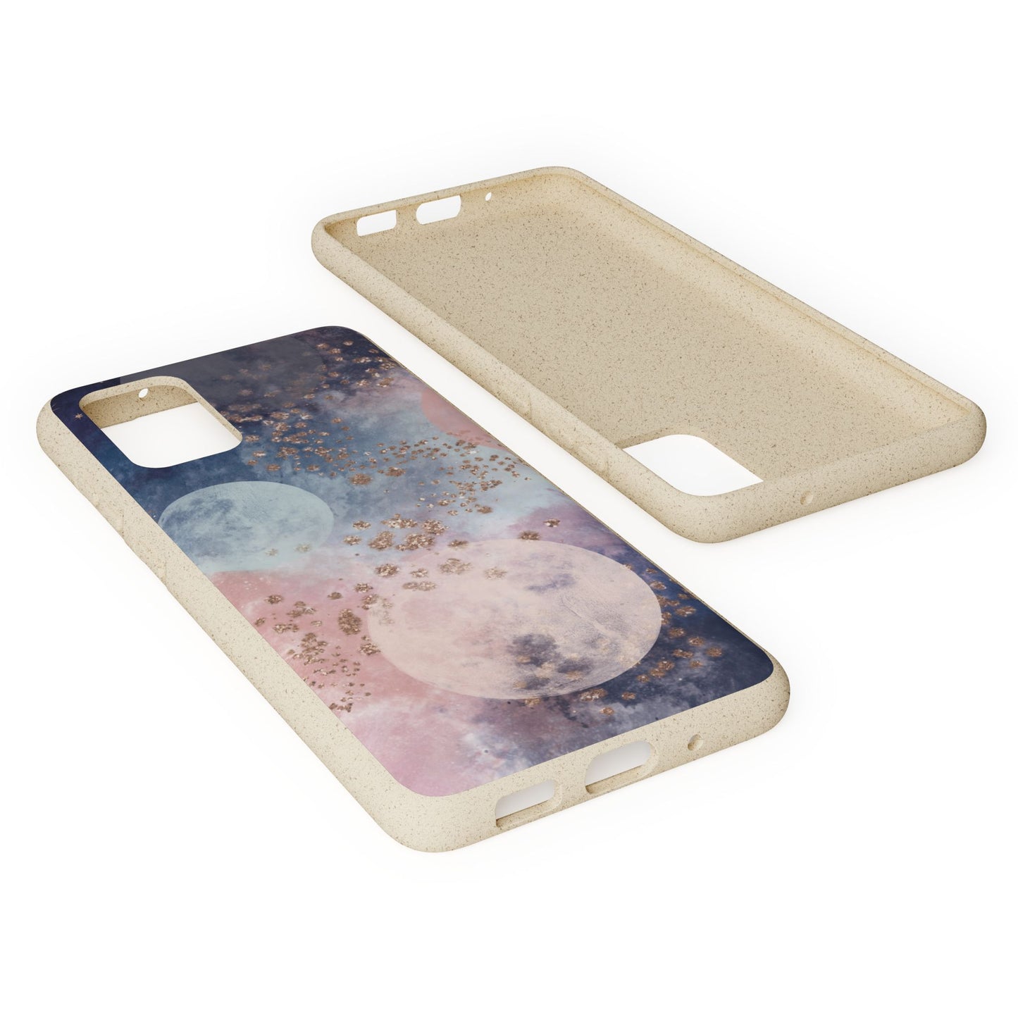 Celestial Design with Moons and Glitter - Eco-Friendly Biodegradable Phone Case