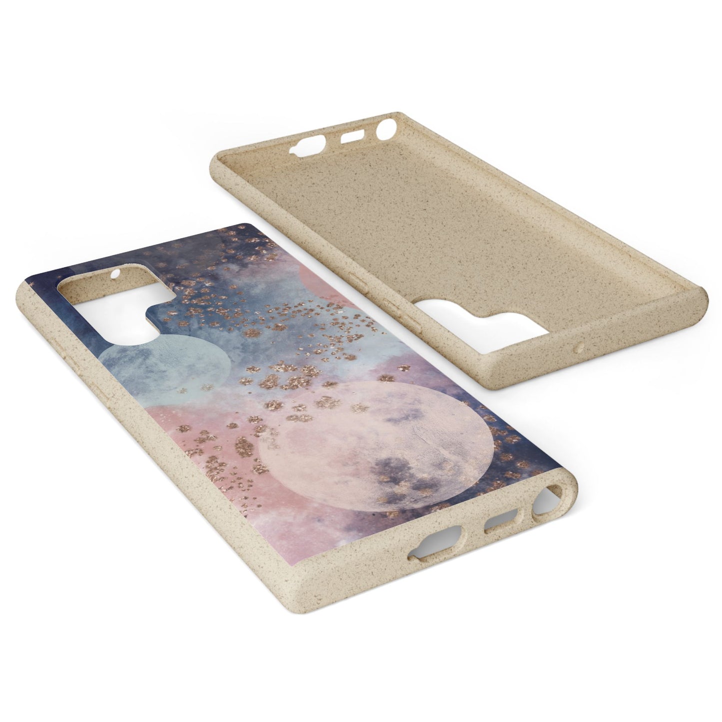 Celestial Design with Moons and Glitter - Eco-Friendly Biodegradable Phone Case