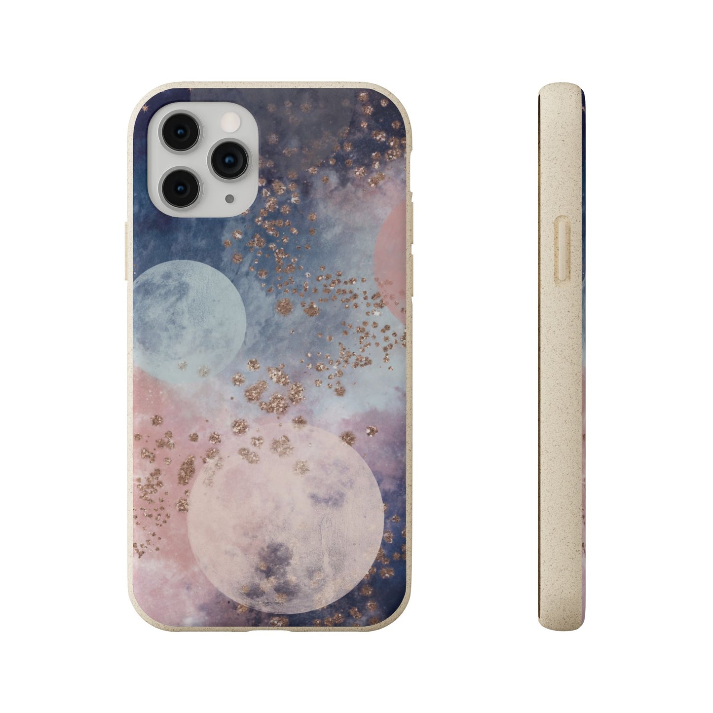 Celestial Design with Moons and Glitter - Eco-Friendly Biodegradable Phone Case