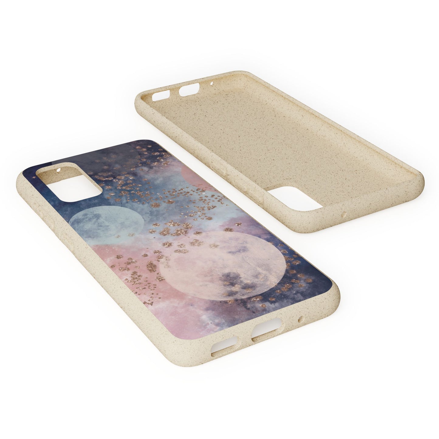 Celestial Design with Moons and Glitter - Eco-Friendly Biodegradable Phone Case