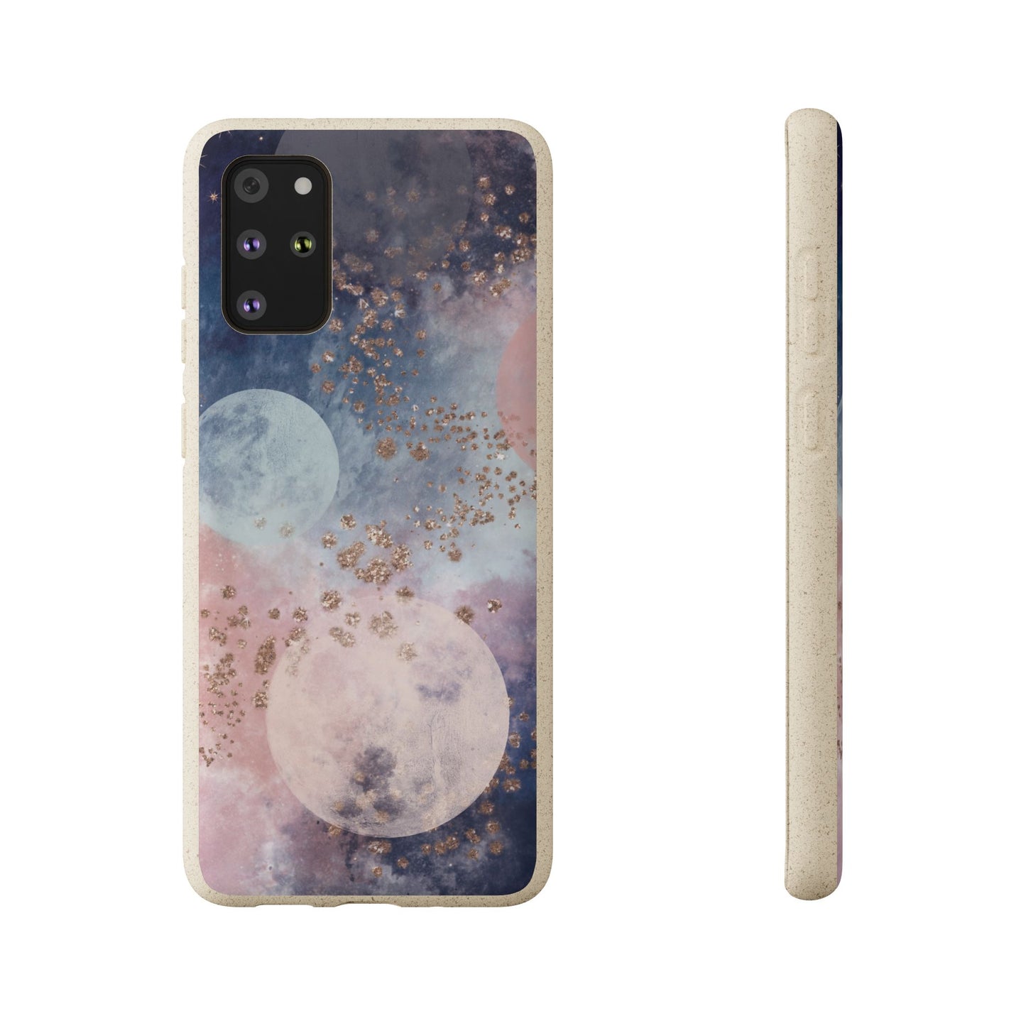 Celestial Design with Moons and Glitter - Eco-Friendly Biodegradable Phone Case