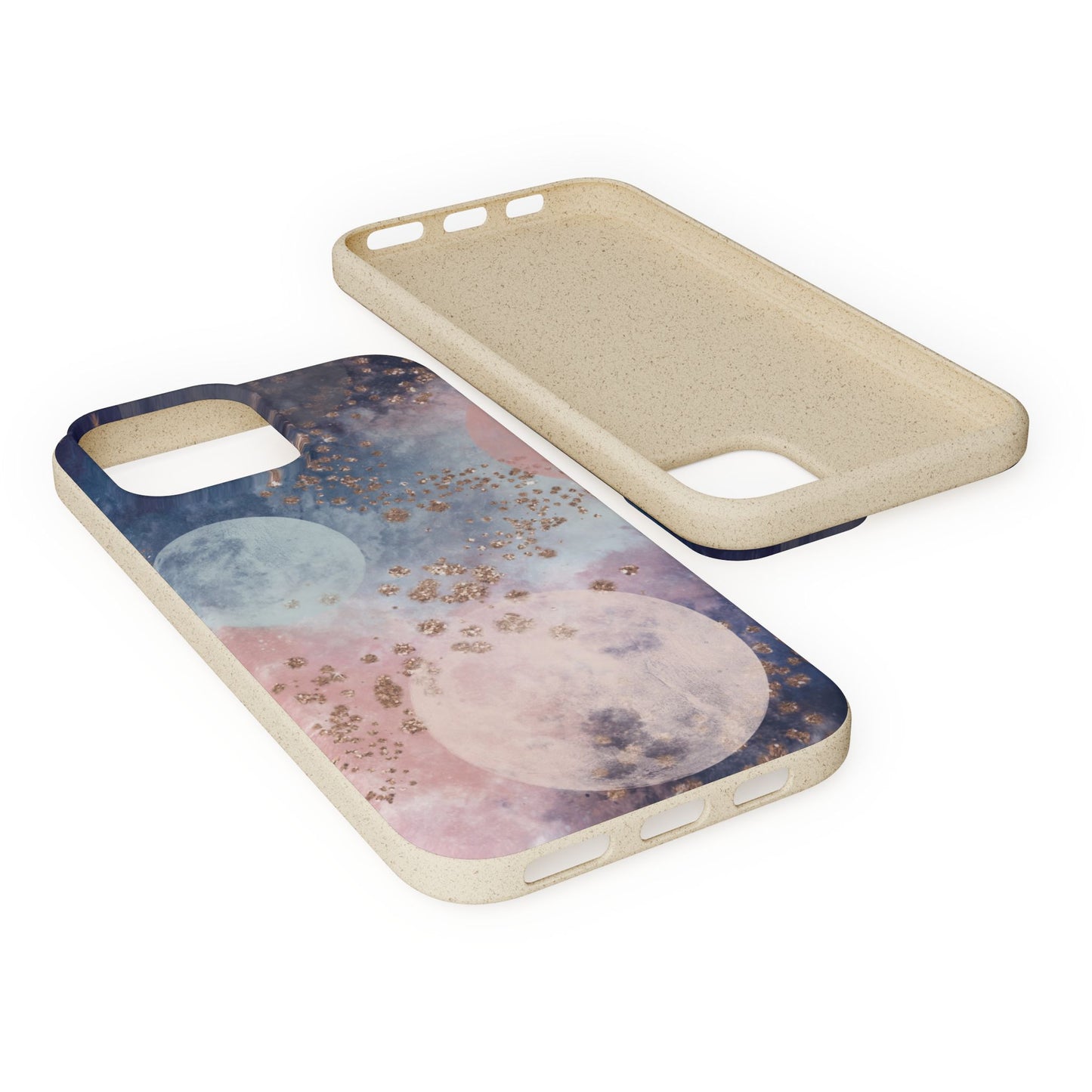 Celestial Design with Moons and Glitter - Eco-Friendly Biodegradable Phone Case