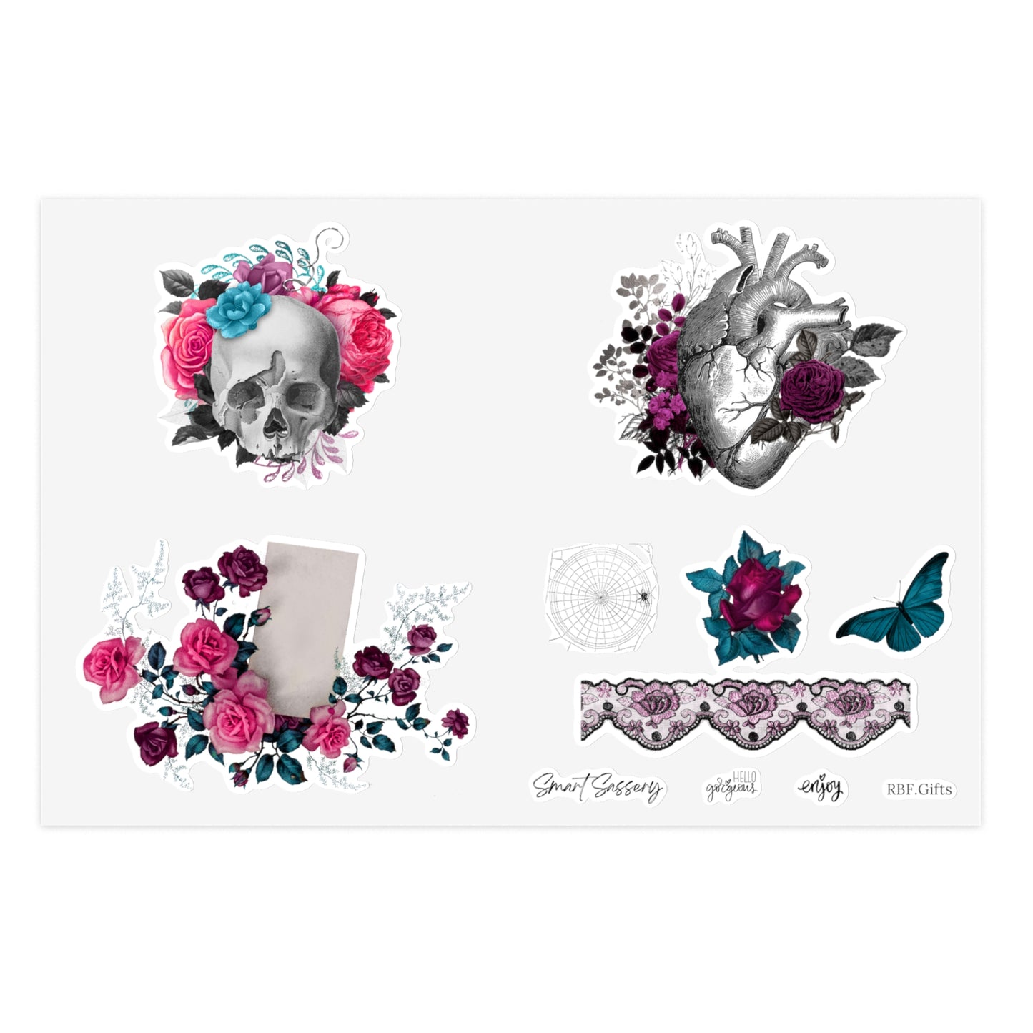 Floral Skull Sticker Sheets