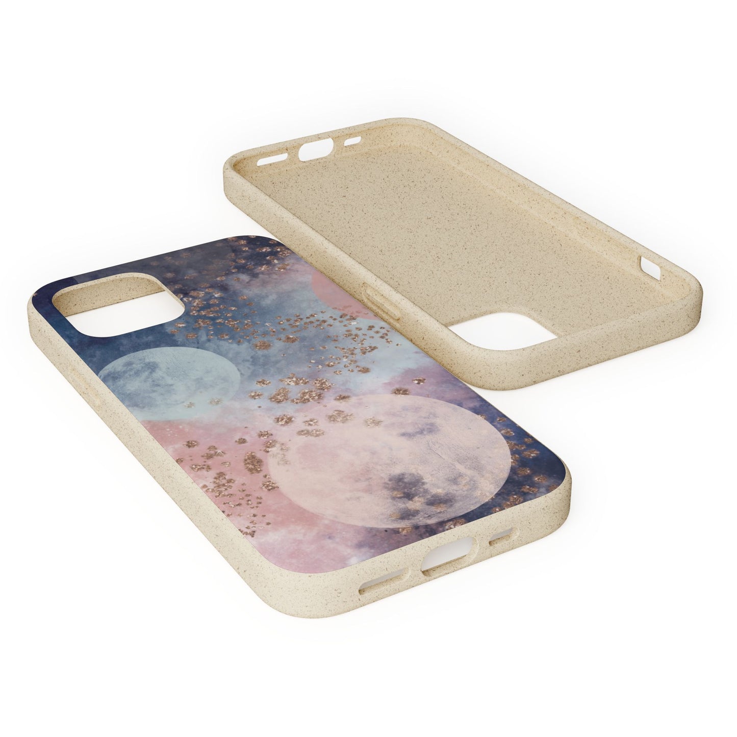 Celestial Design with Moons and Glitter - Eco-Friendly Biodegradable Phone Case