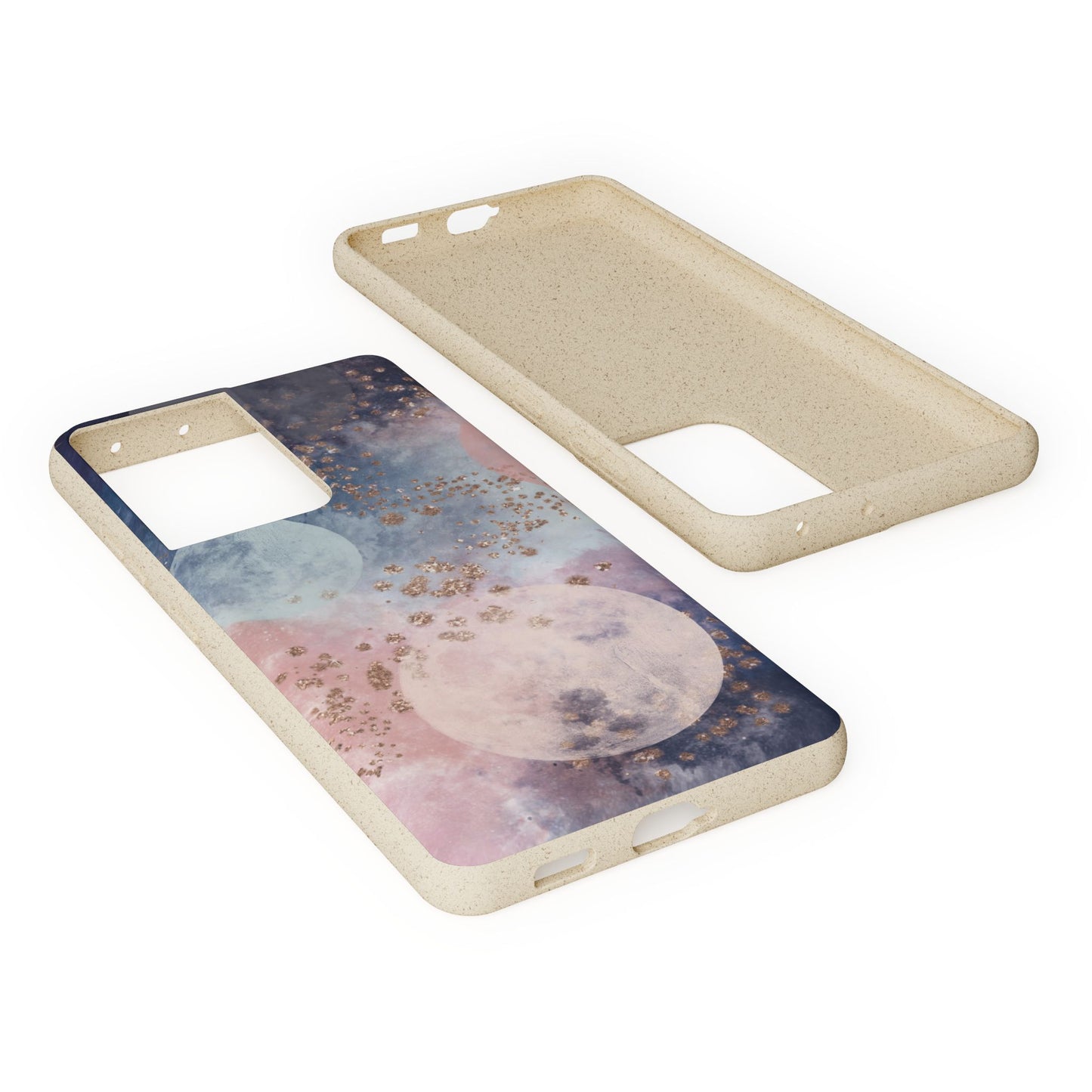 Celestial Design with Moons and Glitter - Eco-Friendly Biodegradable Phone Case