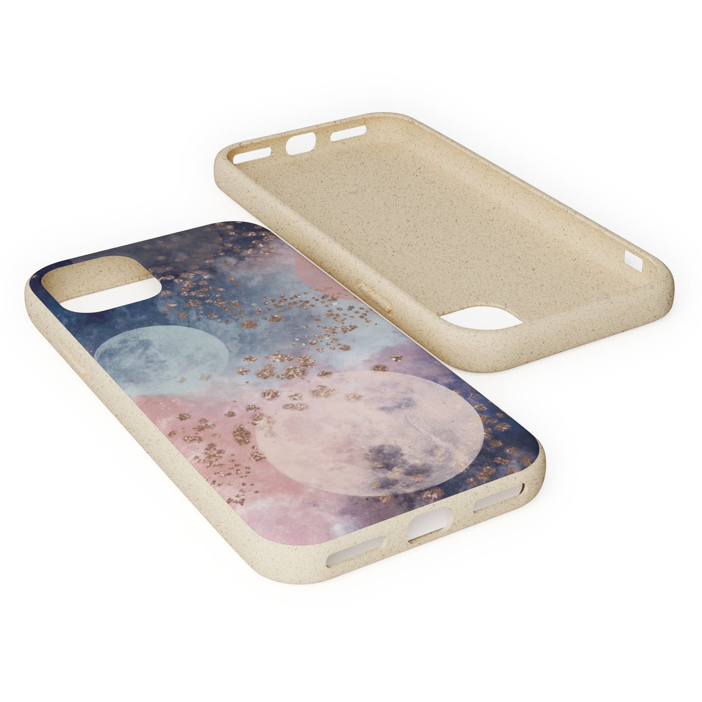 Celestial Design with Moons and Glitter - Eco-Friendly Biodegradable Phone Case