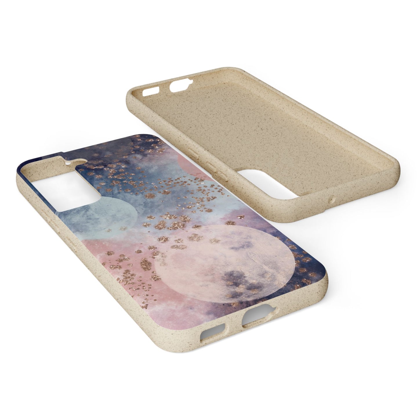 Celestial Design with Moons and Glitter - Eco-Friendly Biodegradable Phone Case