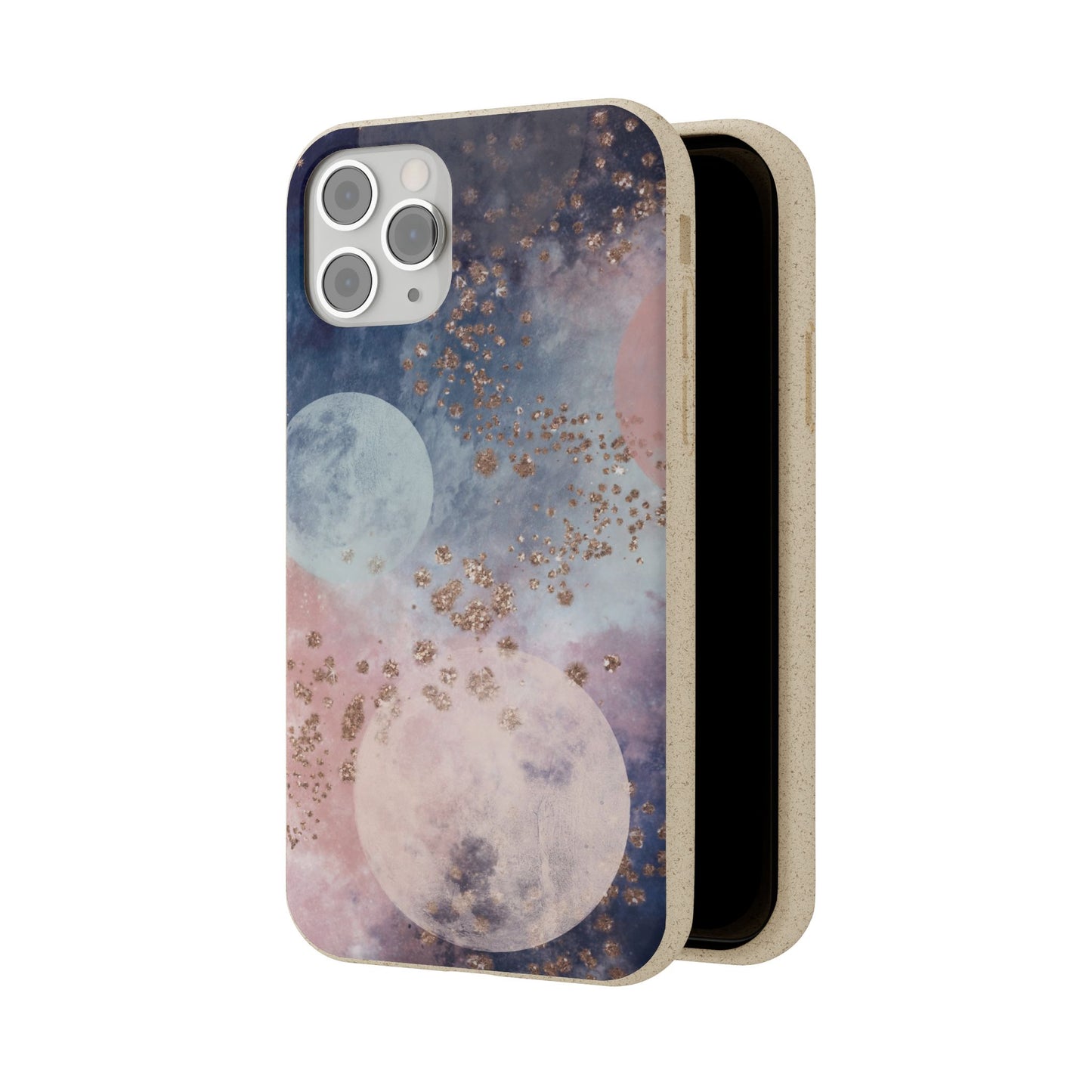 Celestial Design with Moons and Glitter - Eco-Friendly Biodegradable Phone Case