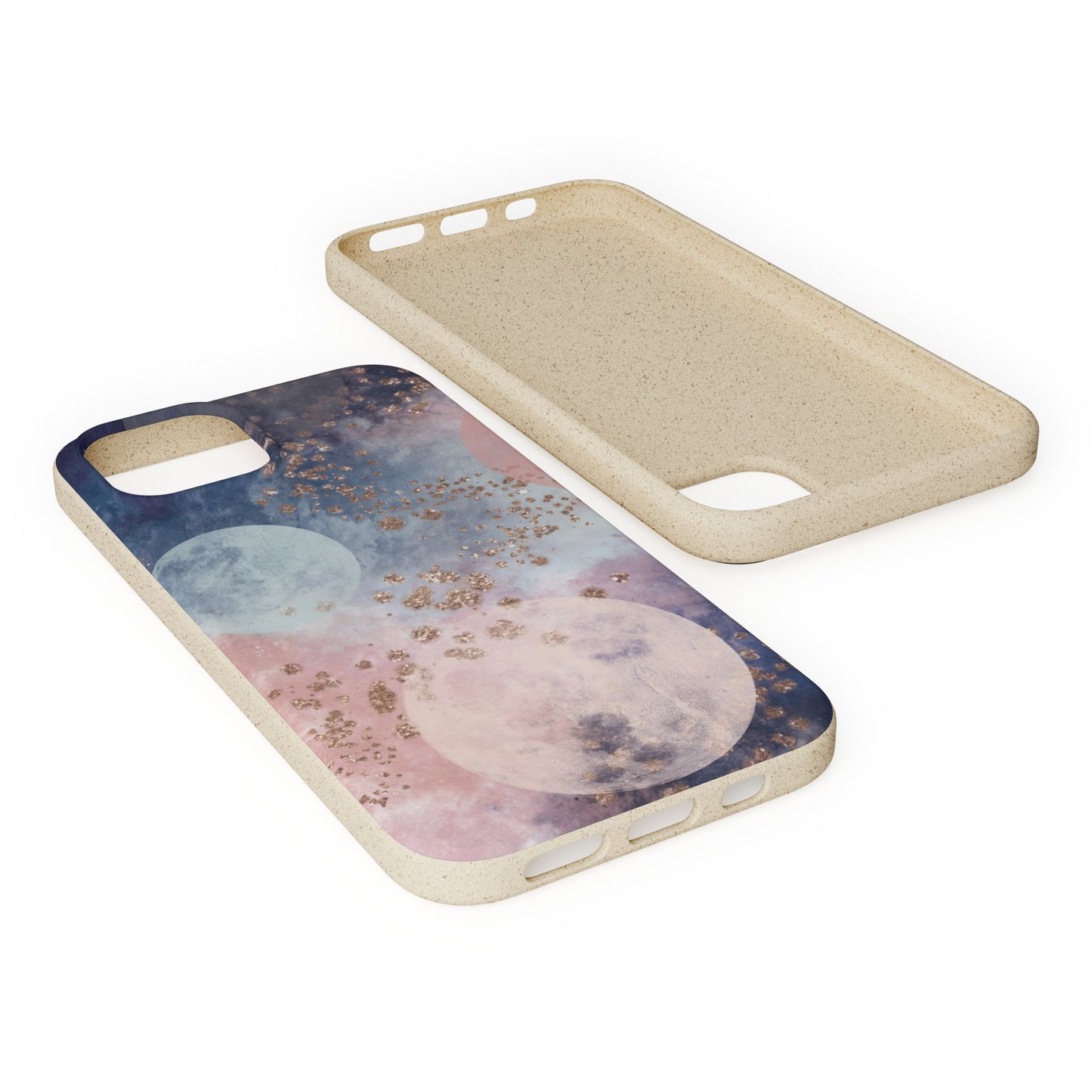 Celestial Design with Moons and Glitter - Eco-Friendly Biodegradable Phone Case