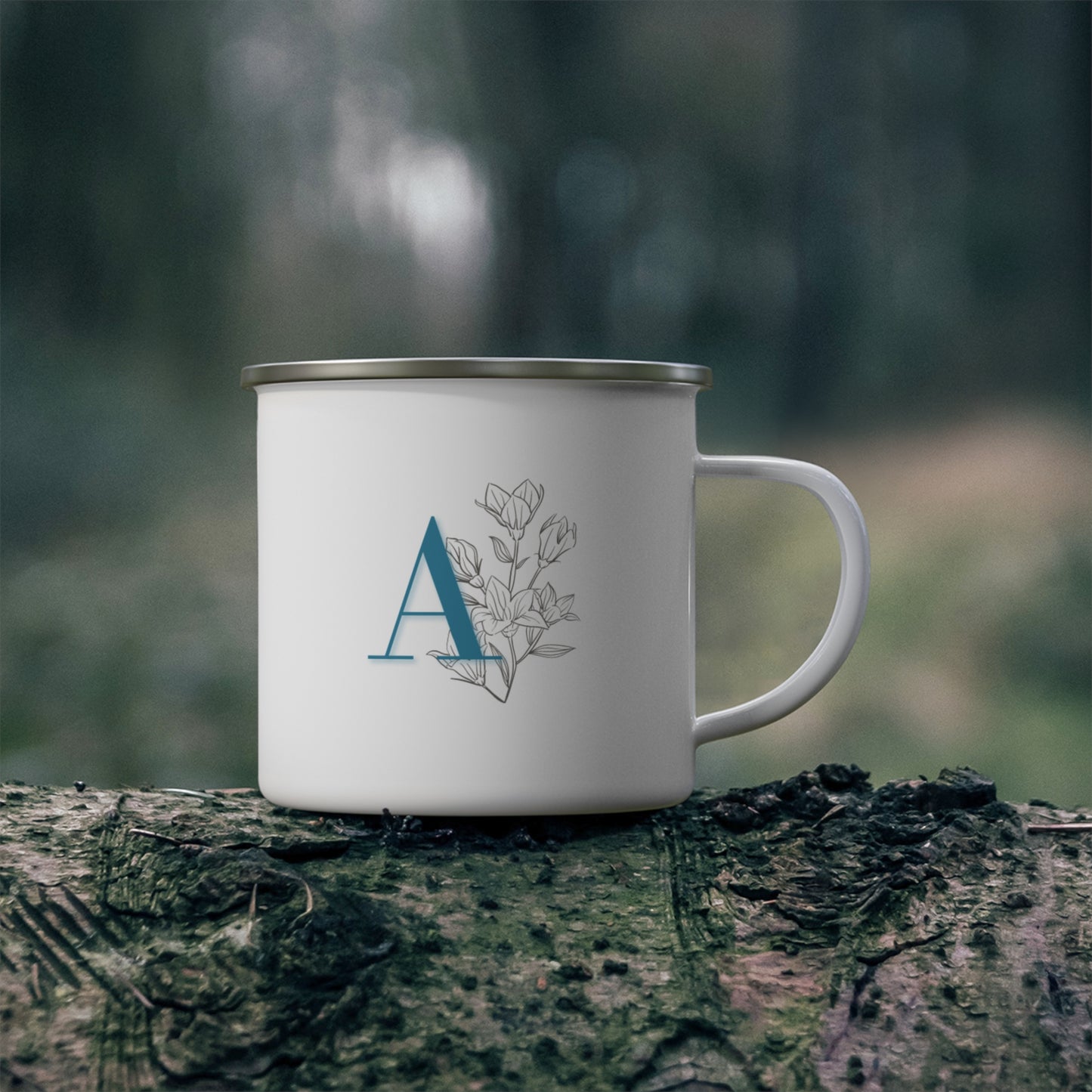 Floral Monogram Enamel Mug