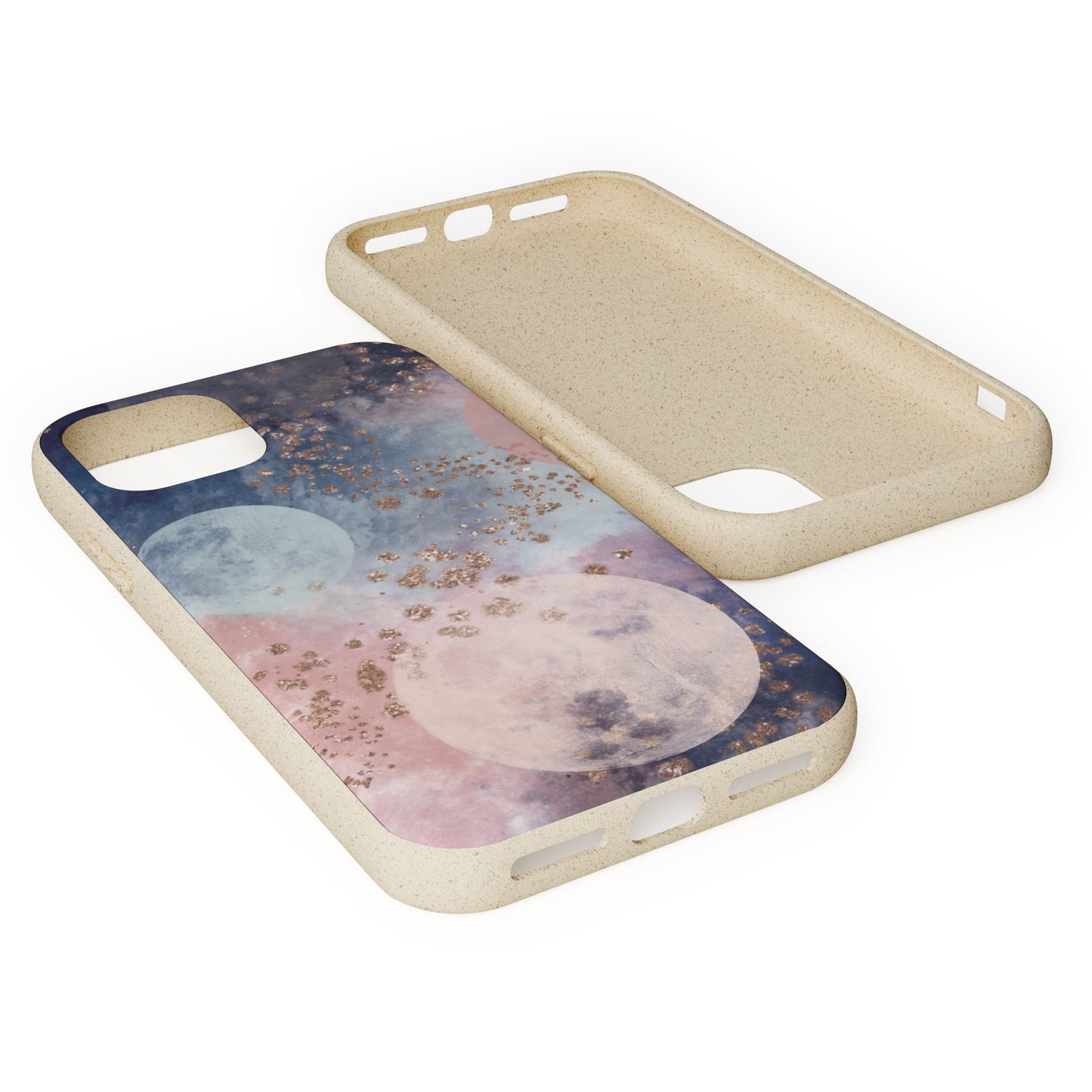 Celestial Design with Moons and Glitter - Eco-Friendly Biodegradable Phone Case