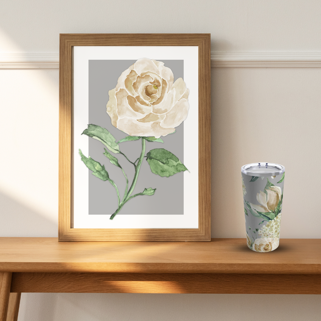A Splash of Rosé: Whimsical Watercolor Roses Grey Tumbler