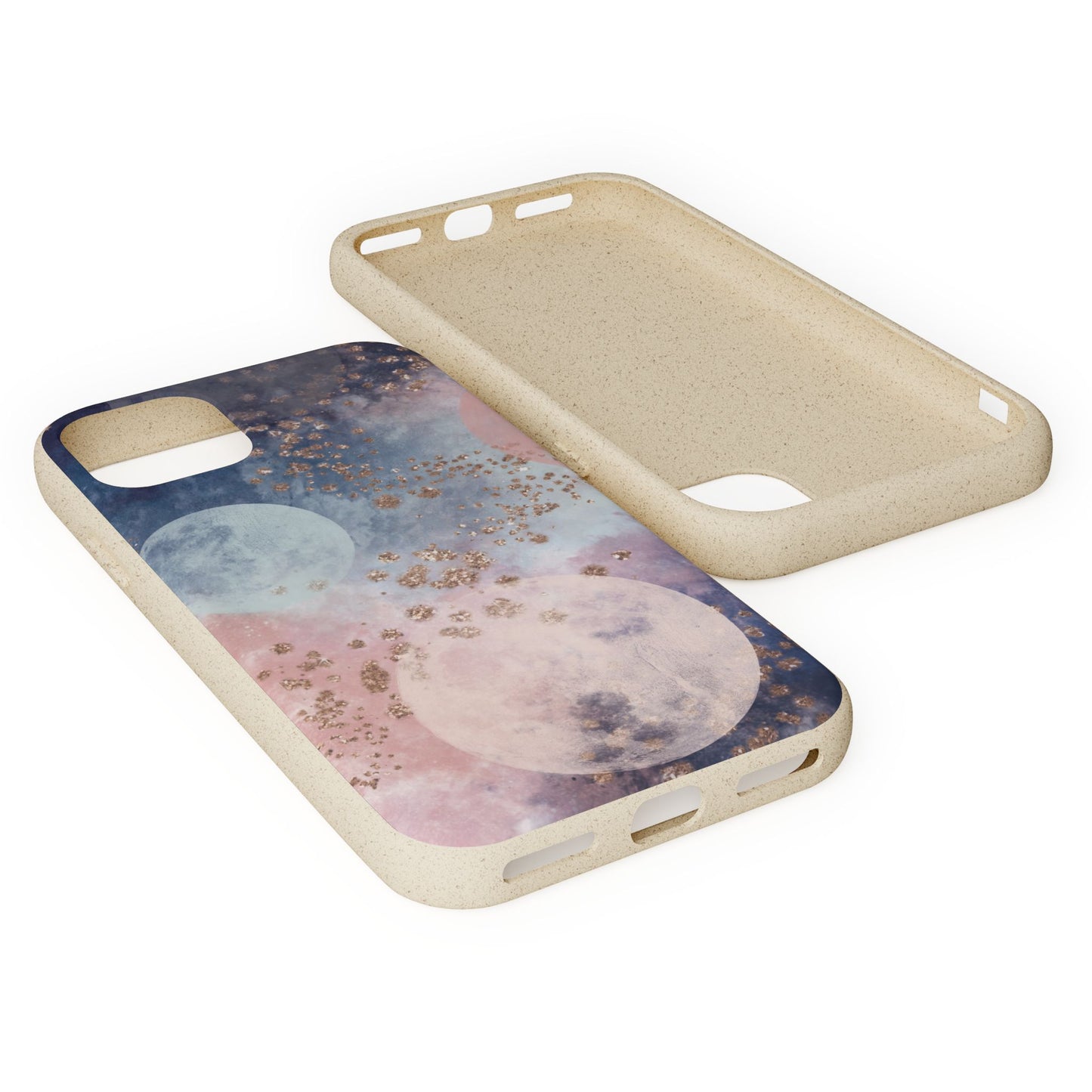 Celestial Design with Moons and Glitter - Eco-Friendly Biodegradable Phone Case