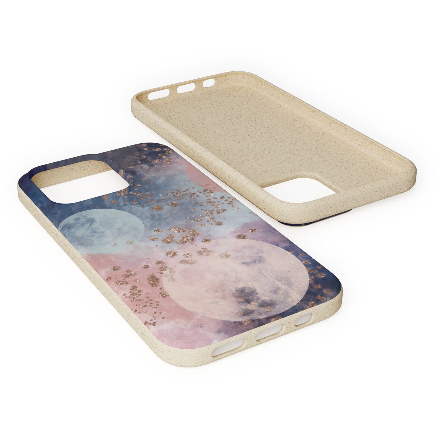 Celestial Design with Moons and Glitter - Eco-Friendly Biodegradable Phone Case