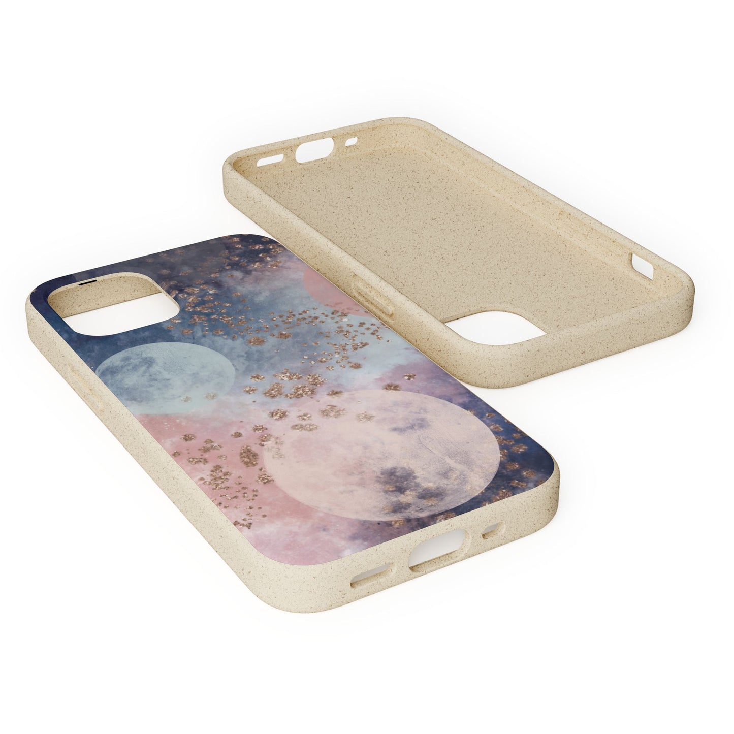 Celestial Design with Moons and Glitter - Eco-Friendly Biodegradable Phone Case