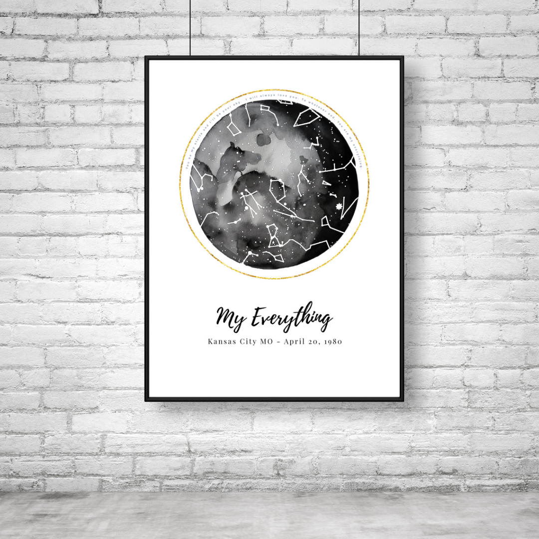 Moon Phases Personalized Star Map Fine Art Print