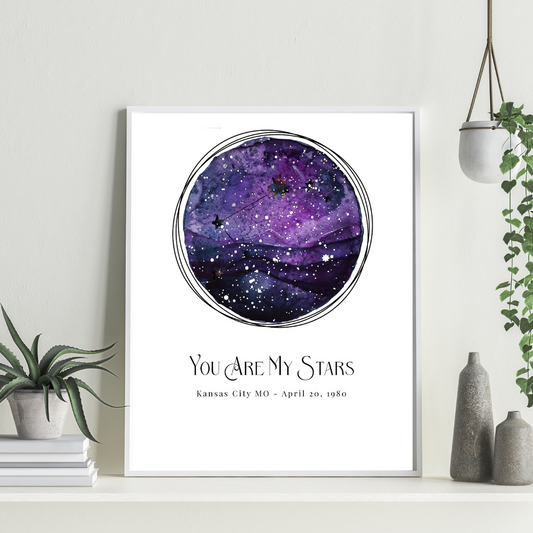 Galaxy Zodiac Personalized Star Map Fine Art Print