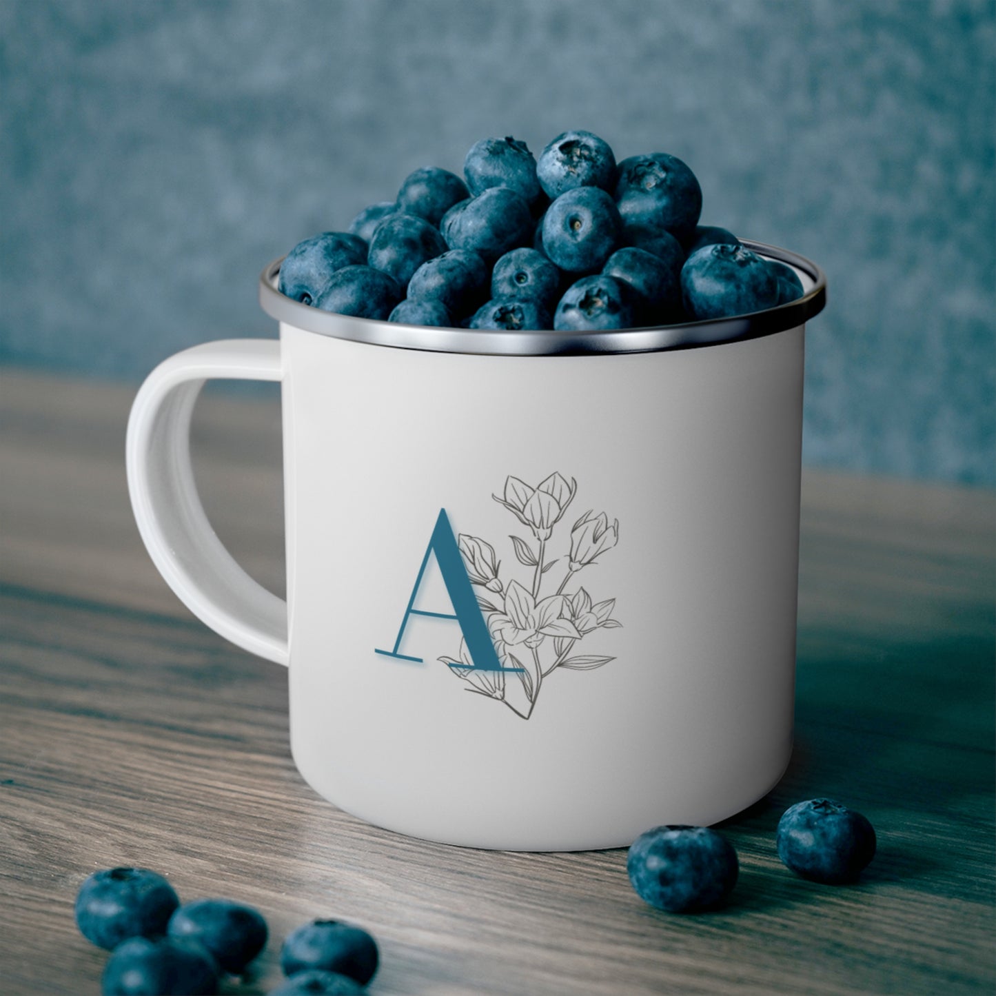 Floral Monogram Enamel Mug