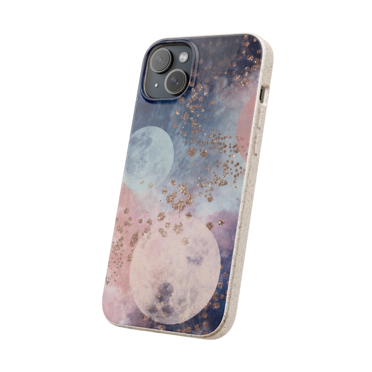 Celestial Design with Moons and Glitter - Eco-Friendly Biodegradable Phone Case