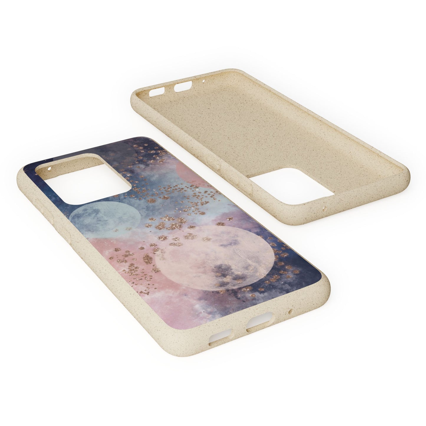 Celestial Design with Moons and Glitter - Eco-Friendly Biodegradable Phone Case