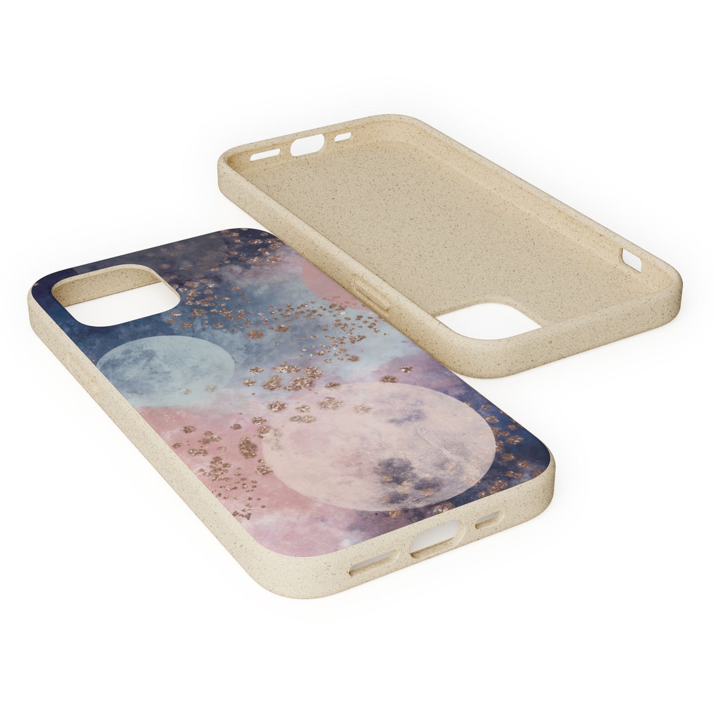 Celestial Design with Moons and Glitter - Eco-Friendly Biodegradable Phone Case