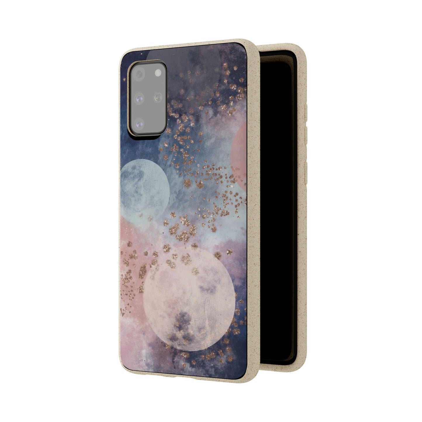 Celestial Design with Moons and Glitter - Eco-Friendly Biodegradable Phone Case