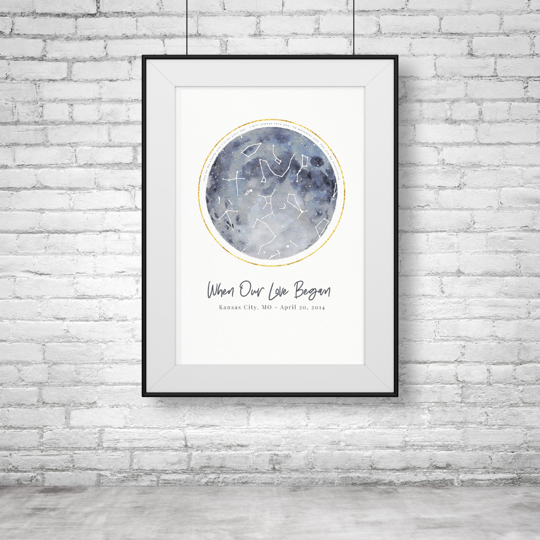 Full Moon Personalized Star Map Fine Art Print