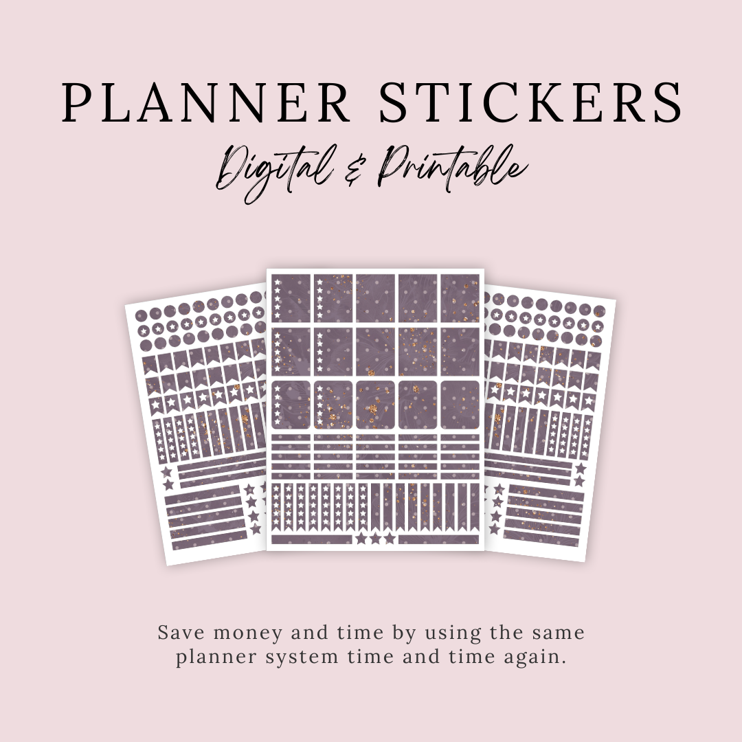 Gilded Shadows: Elegance in the Macabre Purple Dot Planner Stickers