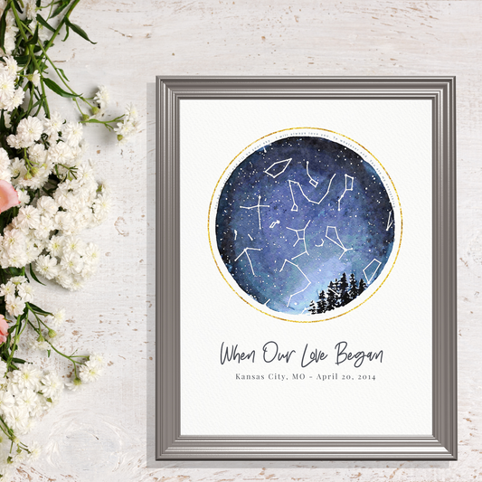 Night Sky Constellations Personalized Star Map Fine Art Print